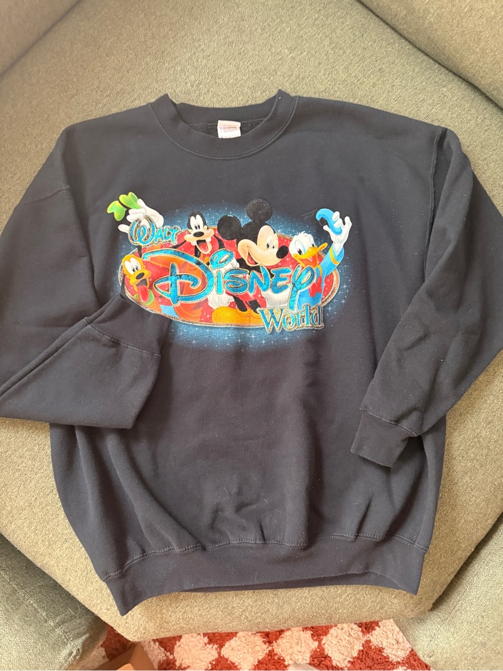 Navy Disney World Crewneck Sweatshirt with Character Graphic